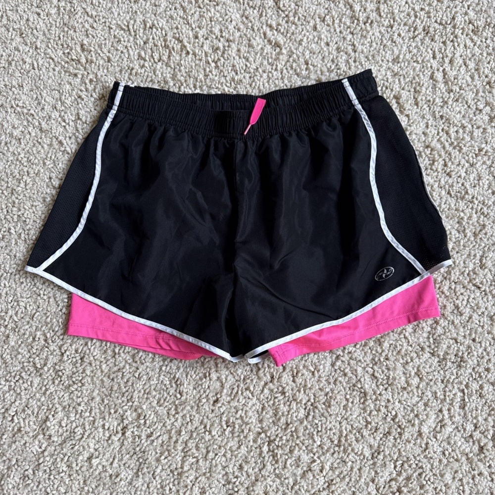 Pink Active Running Black Lined Athletic Shorts Sz M Womens